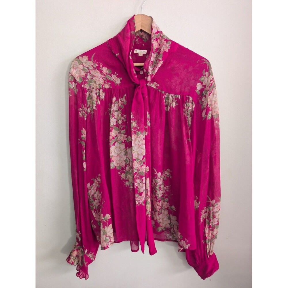 Nikasha Silk Pink Floral Blouse Size L